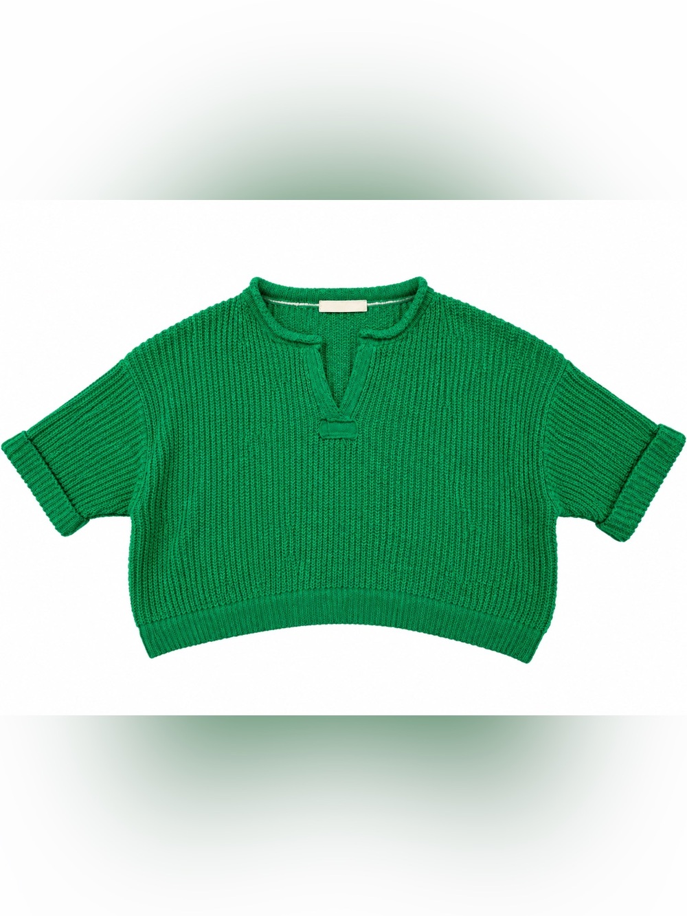 ILLA ILLA Bright Green Cropped Ribbed Sweater